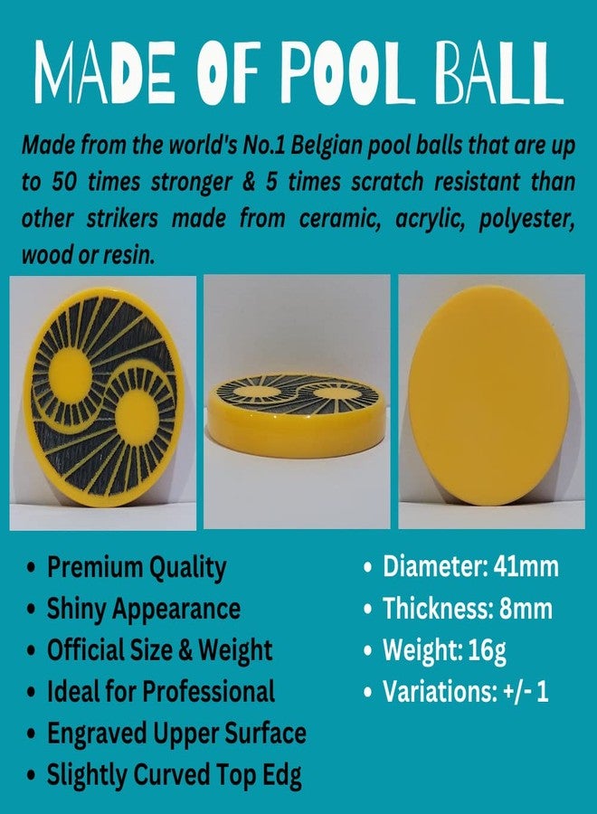 NHD مضرب الكاروم الاحترافي NHD PROAN810 - مصنوع من كرة البلياردو الأصلية (الصفراء) - Image 3